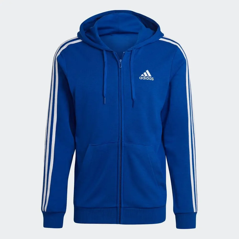 adidas men Essentials French Terry 3-Stripes Full-Zip Hoodie